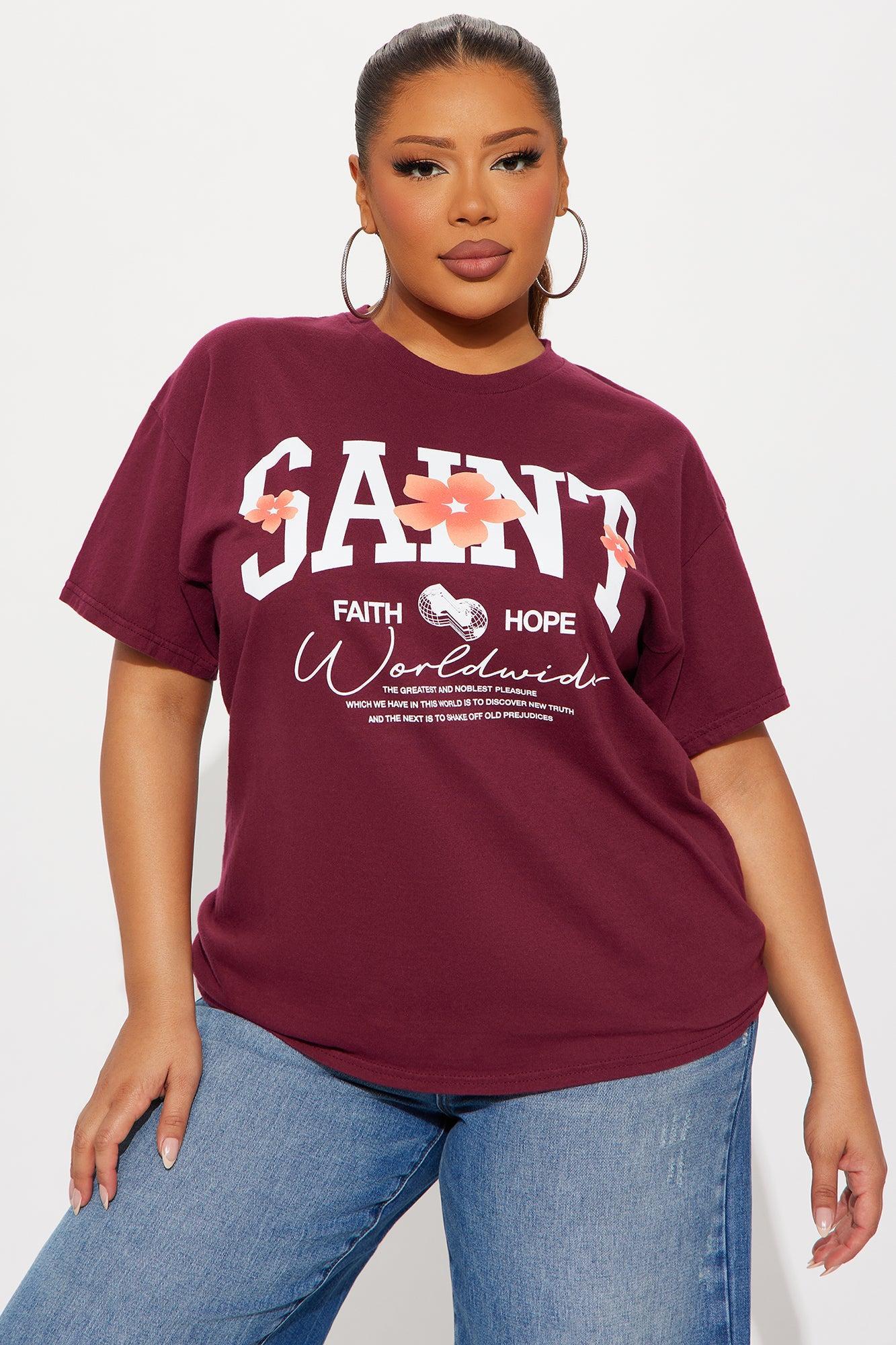 Saint Faith And Hope Worldwide Vintage Washed Tee - Burgundy Female Product Image