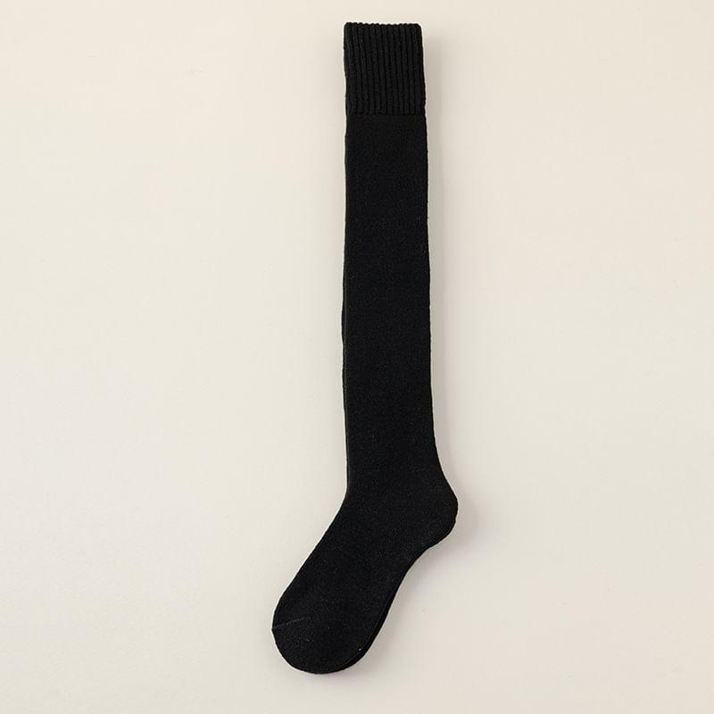 Plain Fleece Lined Over the Knee Socks Product Image