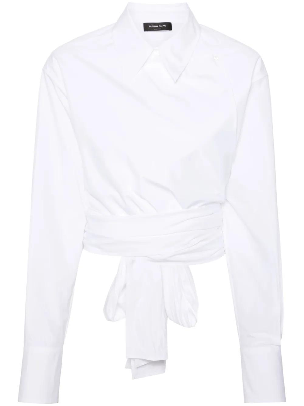 FABIANA FILIPPI Wrap-design Cotton Shirt In White Product Image