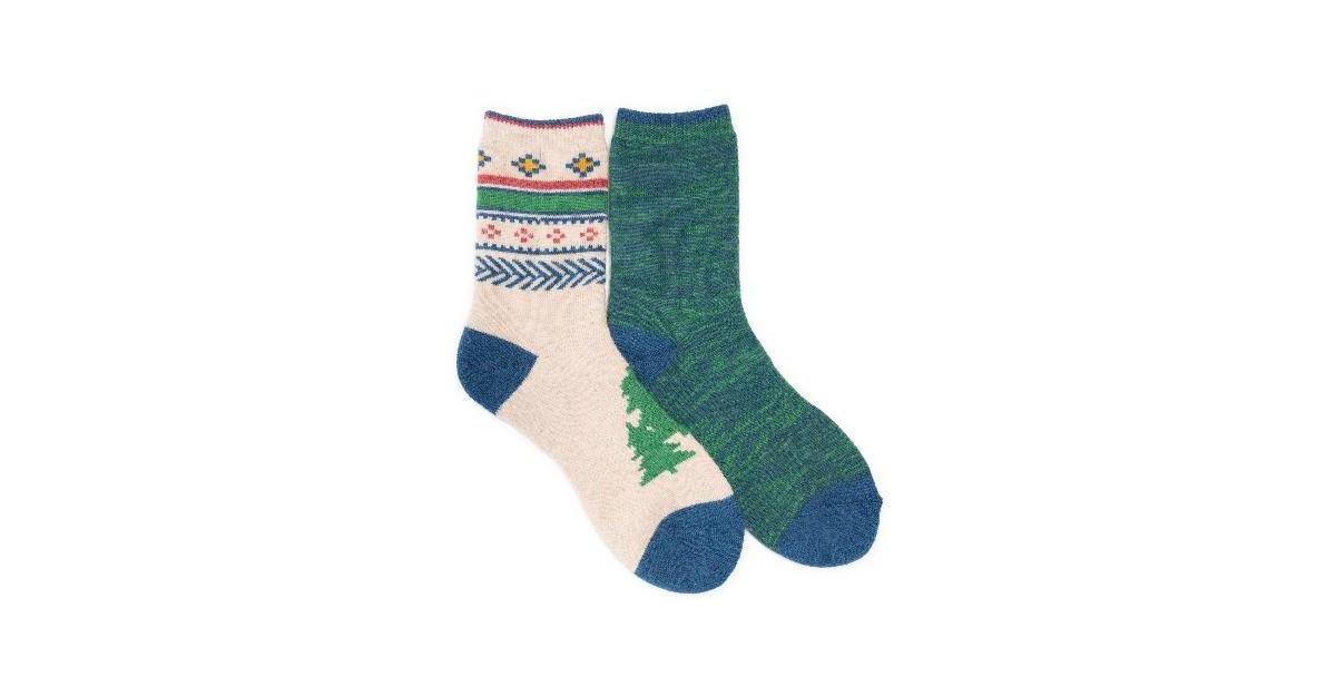 Women's 2-pk. MUK LUKS Ribbed Wool Boot Socks, Ecru Green Product Image