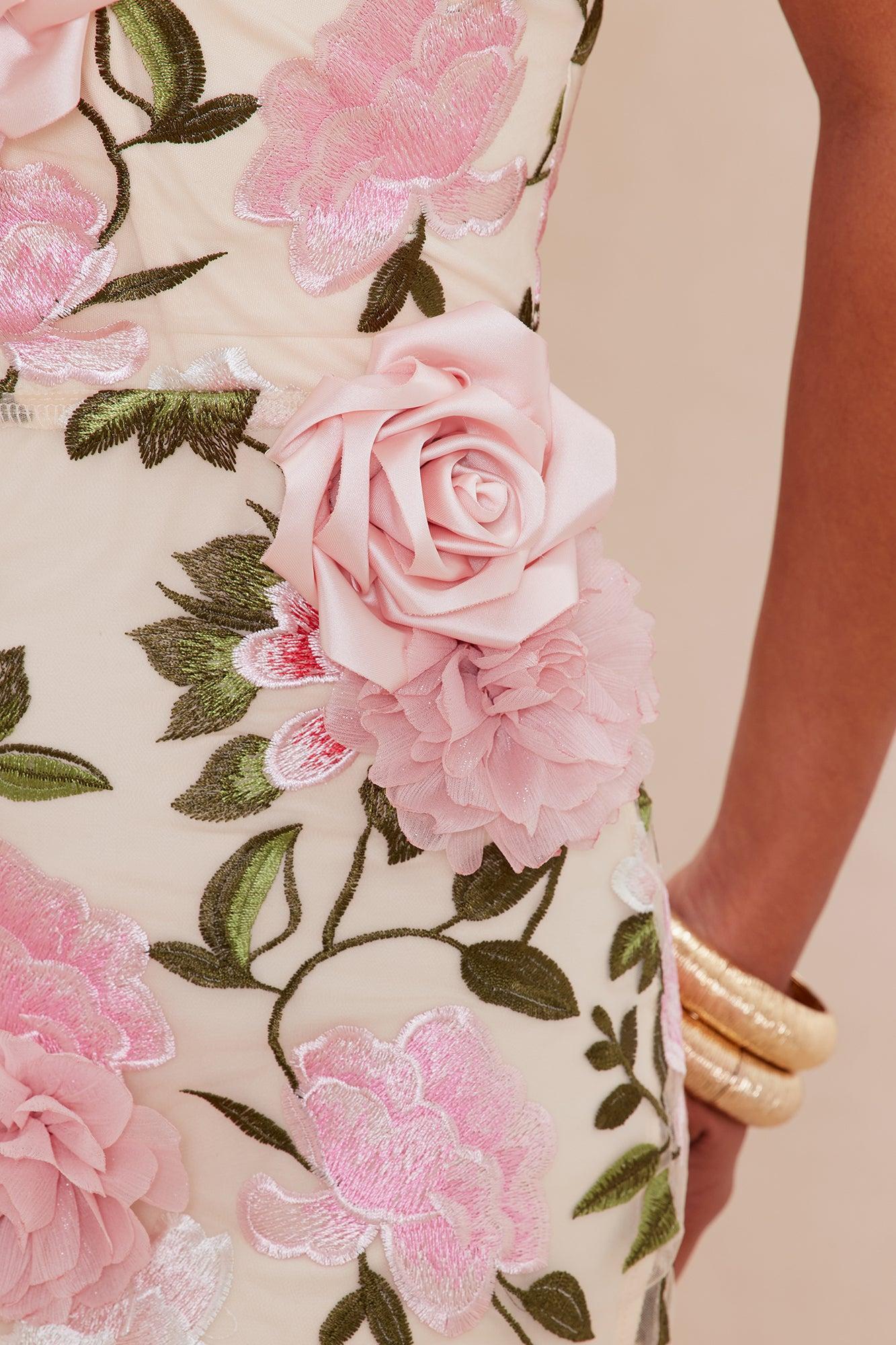 Mary Embroidered Midi Dress - Pink/combo Product Image