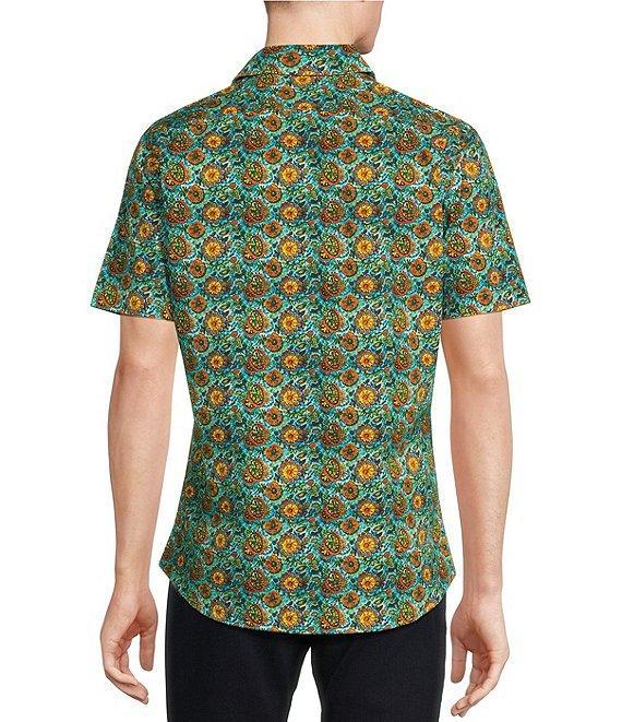 Cremieux Big & Tall Premium Denim Medium Floral Print Stretch Short Sleeve Woven Shirt Product Image