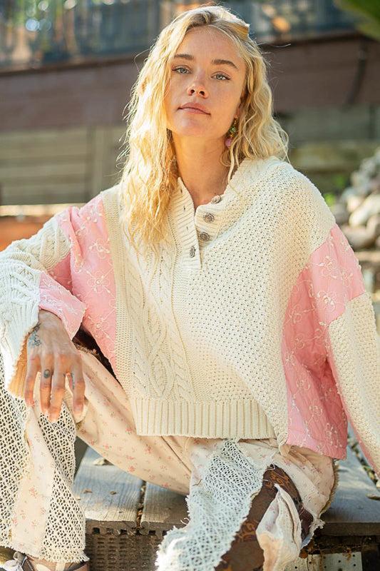 Pink Blossom Quilted Kit Sweater Product Image