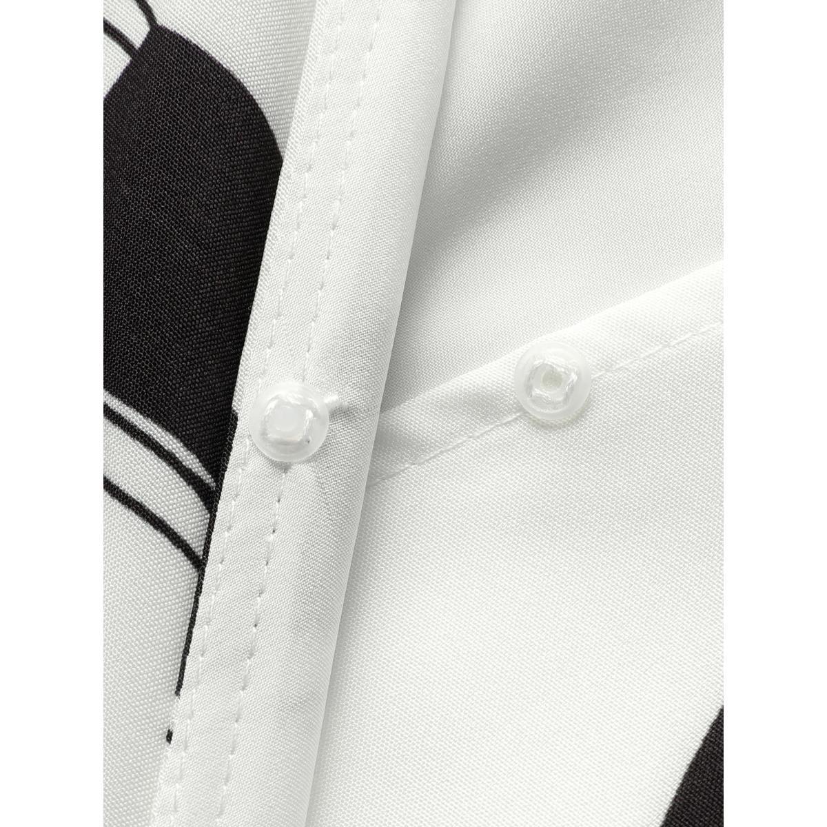 Plus Size Geometric Overlap Collar Belted Midi Dress White Women At the Office Belted Overlap Collar Half Sleeve Curvy BloomChic 26/4X Product Image