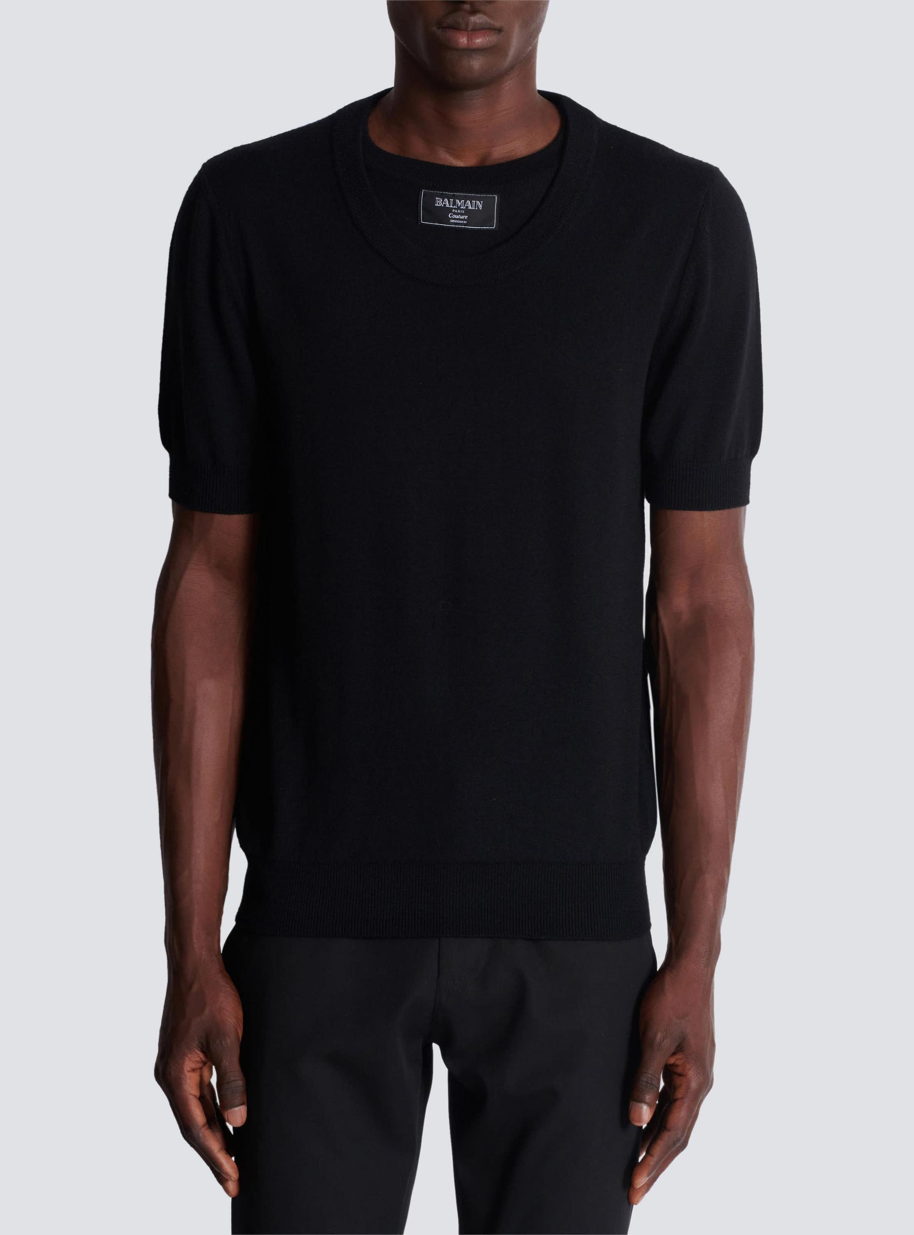 Knit T-shirt with two collars Product Image