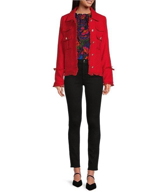 Sugarlips Trista Tweed Point Collar Neck Long Sleeve Decorative Button Front Blazer Product Image