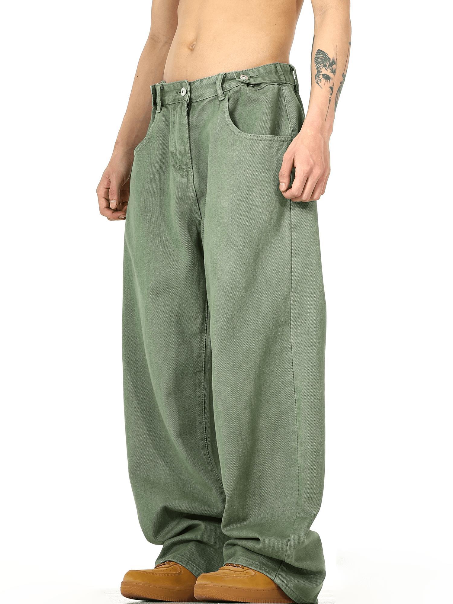 RT No. 11193 WASHED GREEN WIDE STRAIGHT JEANS Product Image
