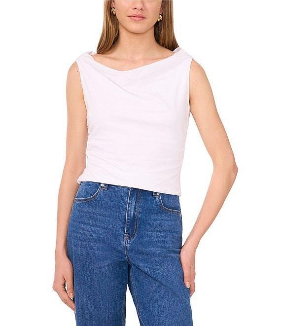 1. STATE Knit Boat Neck Sleeveless Ruched Top Product Image