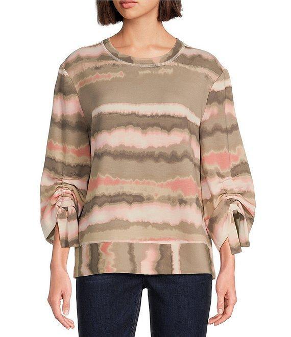 Westbound Ruched Sleeve Crew Neck Top Product Image