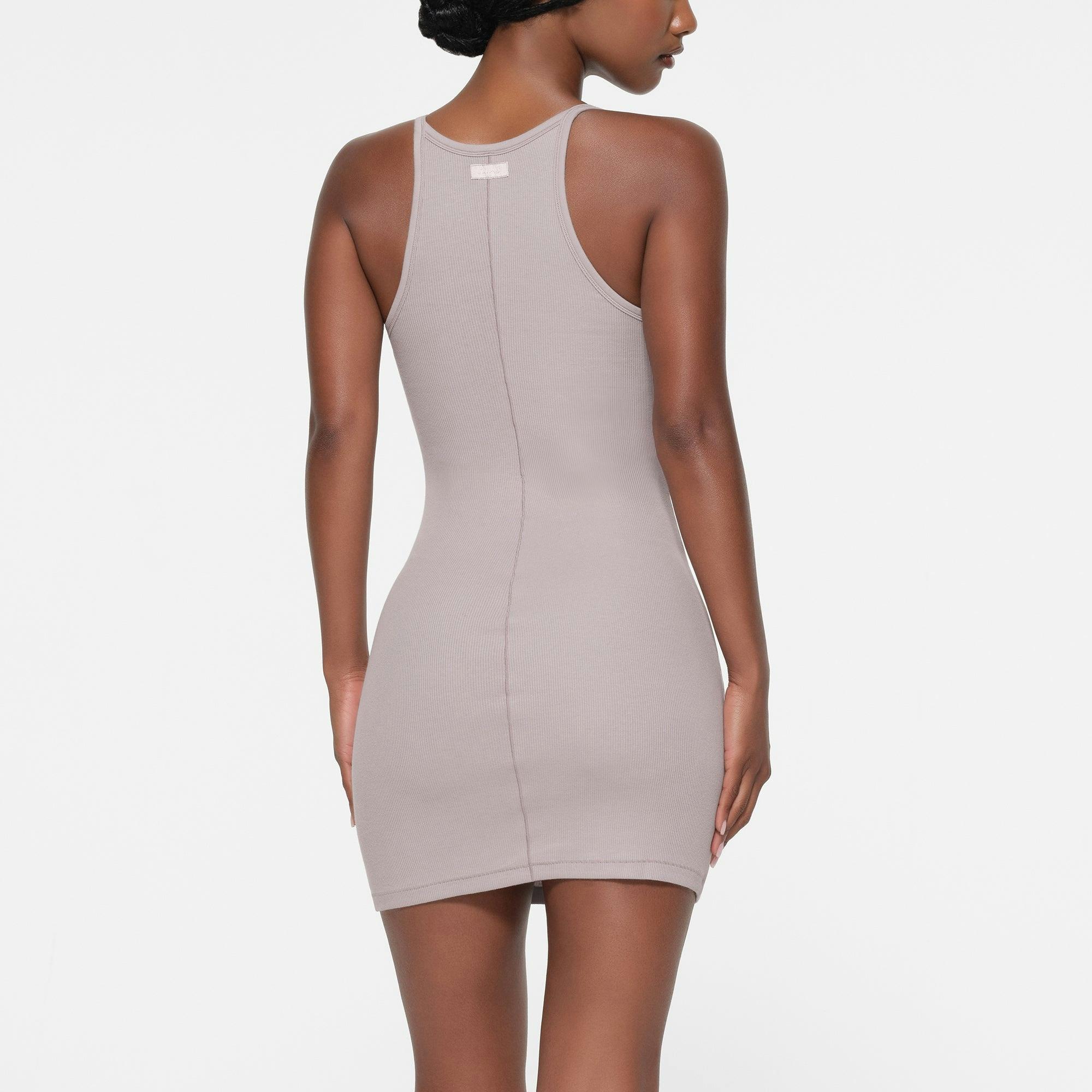 COTTON RIB MINI CAMI DRESS | OYSTER Product Image