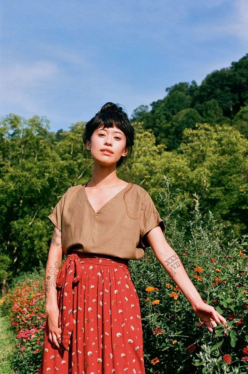 Dolman Top in Olive Raw Silk Product Image