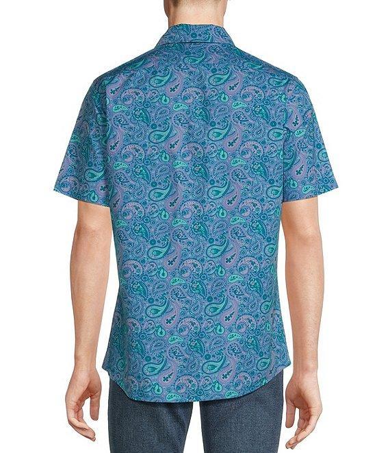 Cremieux Premium Denim Medium Paisley Print Stretch Short Sleeve Woven Shirt Product Image