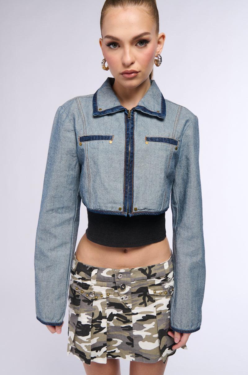 INSIDE OUT DENIM CROP JACKET Product Image
