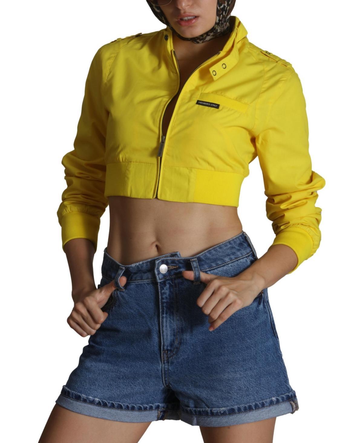 Members Only Women's Mini Cropped Racer Jacket in Black at Nordstrom, Size X-Large Product Image