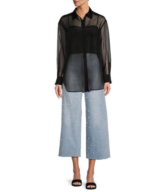 Antonio Melani Priscilla Organza Sheer Long Sleeve Button Front Blouse Product Image