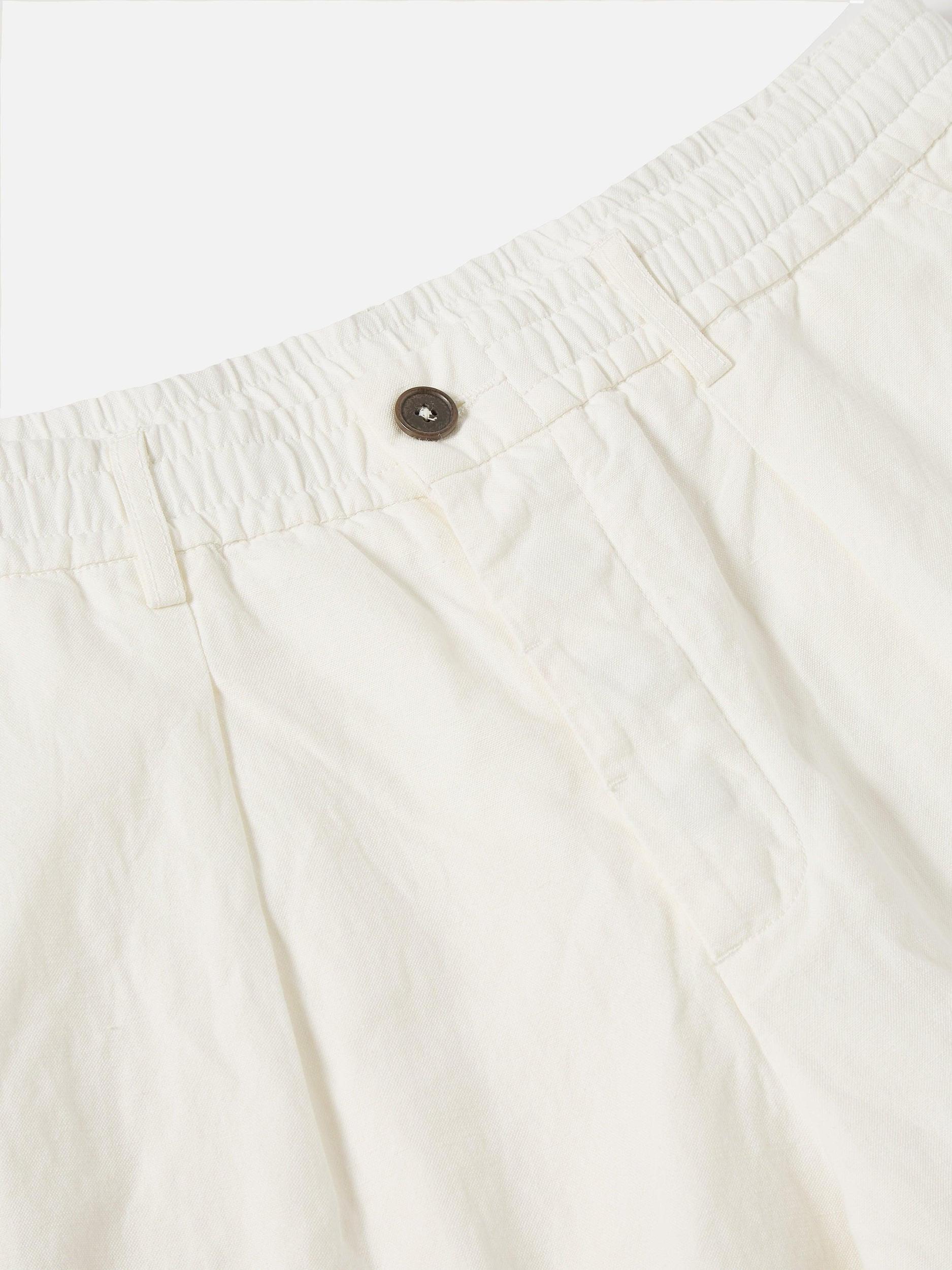 Universal Works Pleated Track Pant in Ecru Linen Slub Weave Product Image