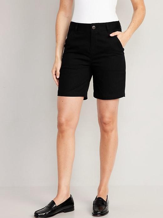 High-Waisted Uniform Bermuda Shorts -- 7-inch inseam Product Image