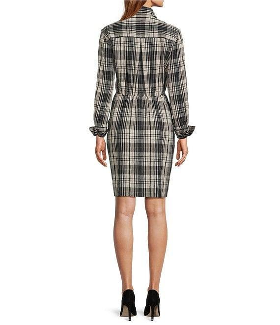 Antonio Melani Odessa Button Front Long Sleeve Collared Neck Tie Front Shirt Dress Product Image