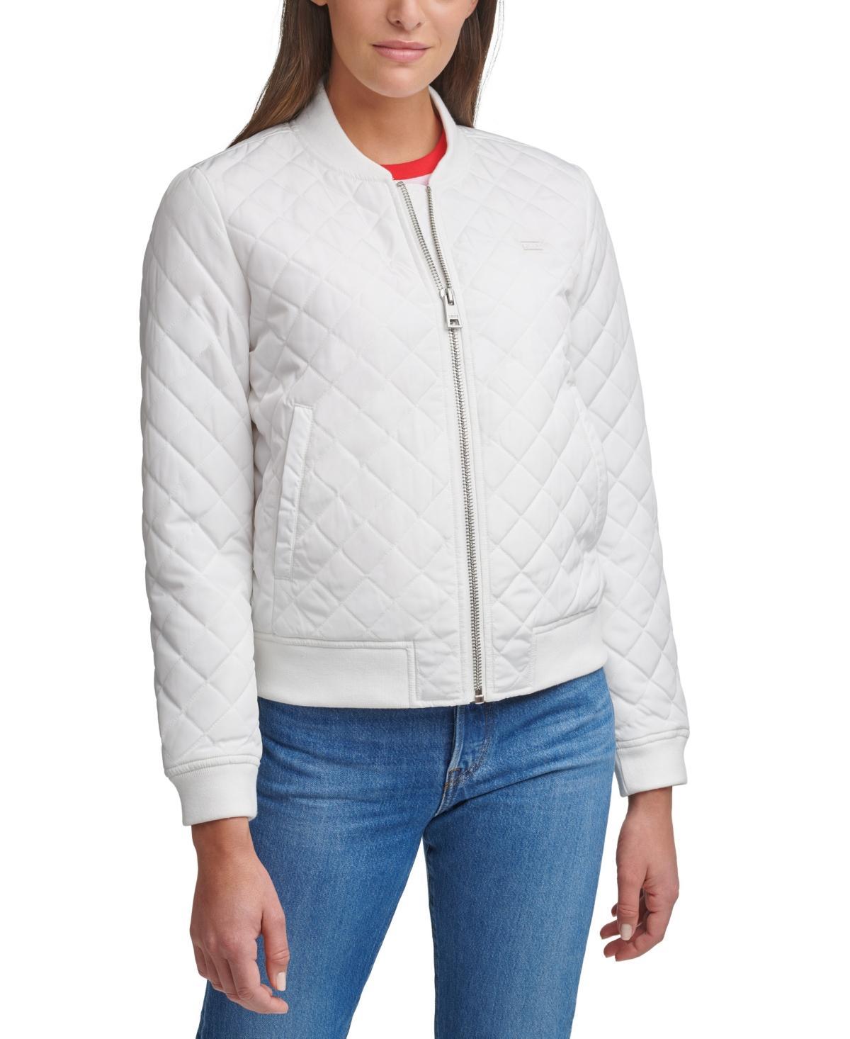 Womens Levis Diamond Quilted Bomber Jacket Dark Green Product Image