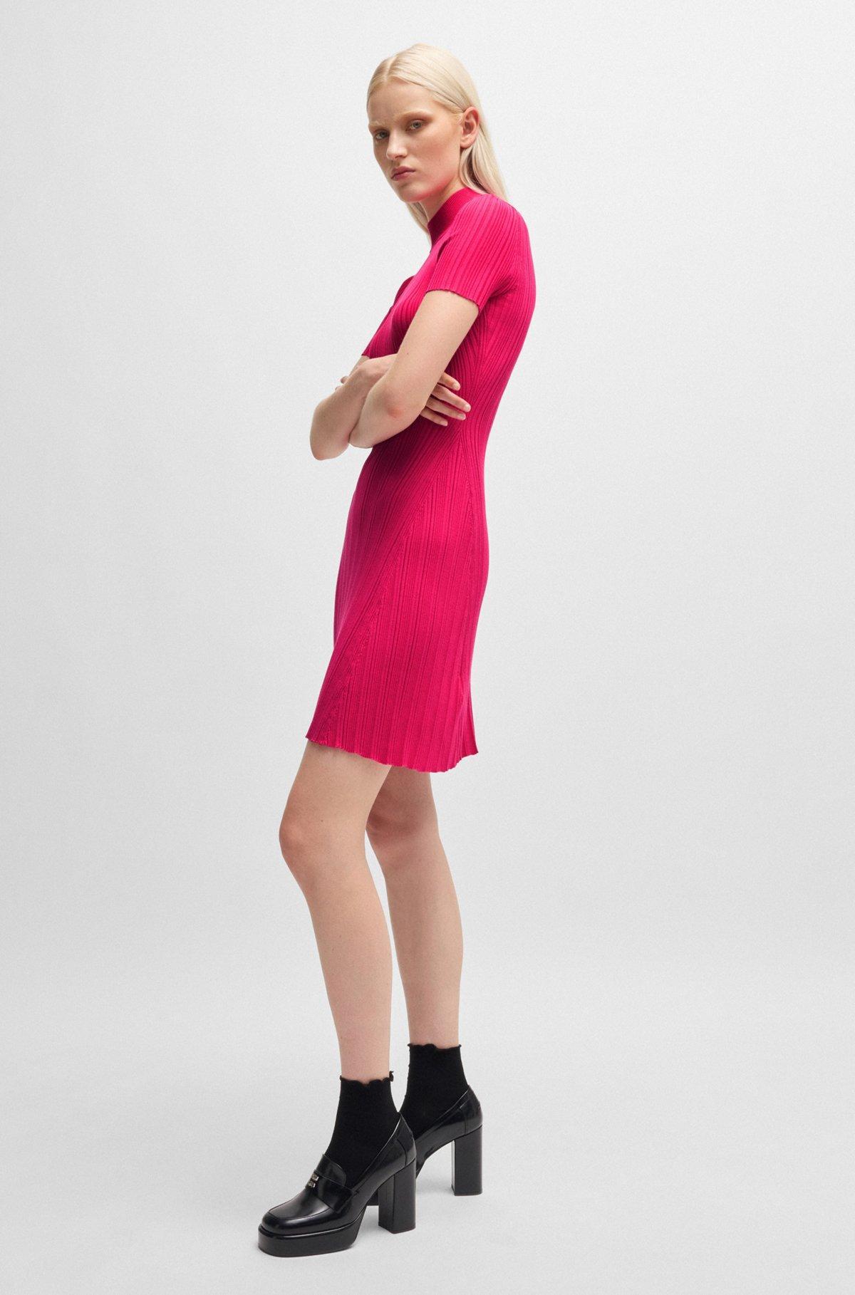 Slim-fit dress in irregular-rib crepe Product Image