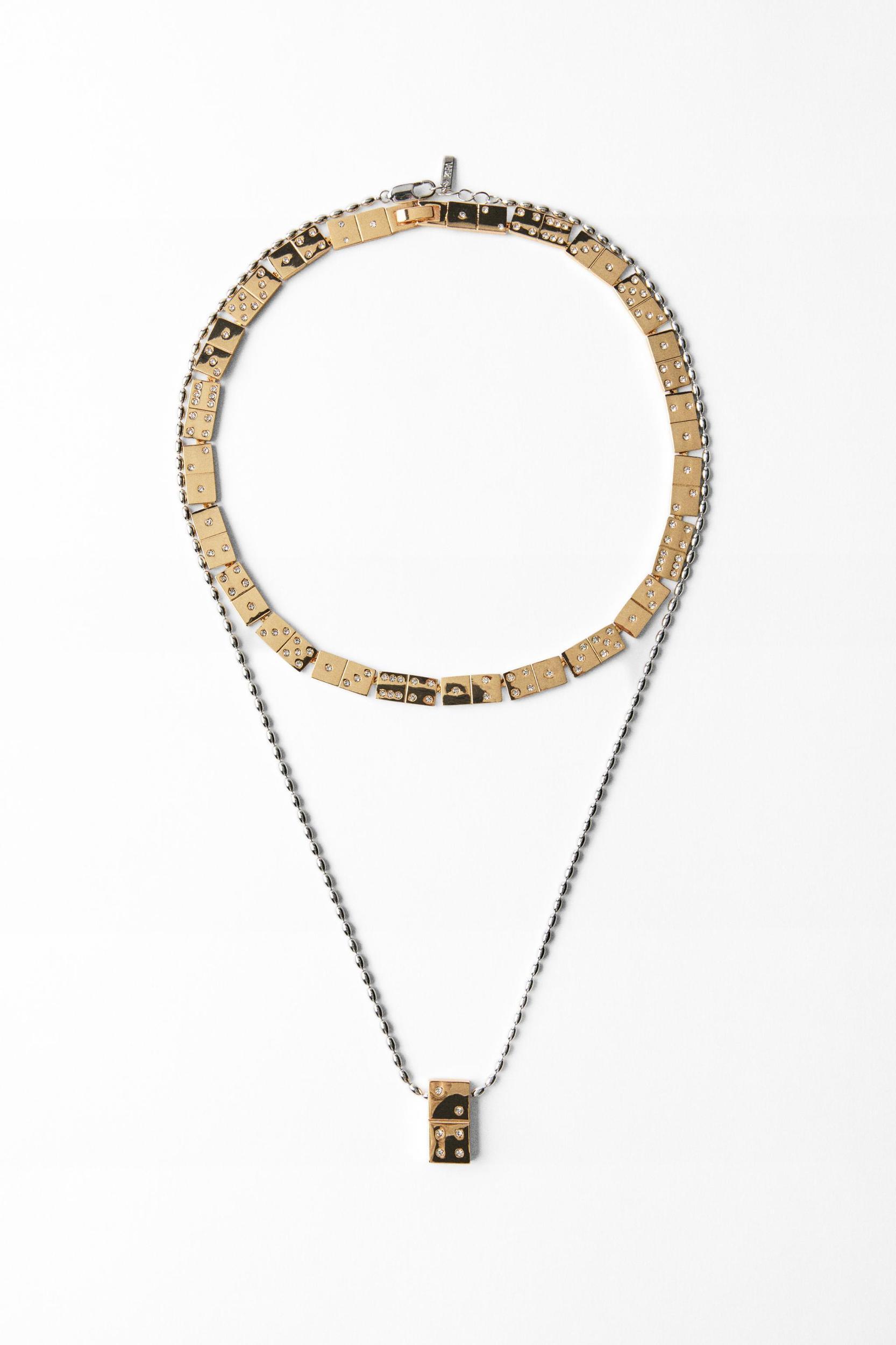TWO PACK OF DOMINO PIECE NECKLACES Product Image