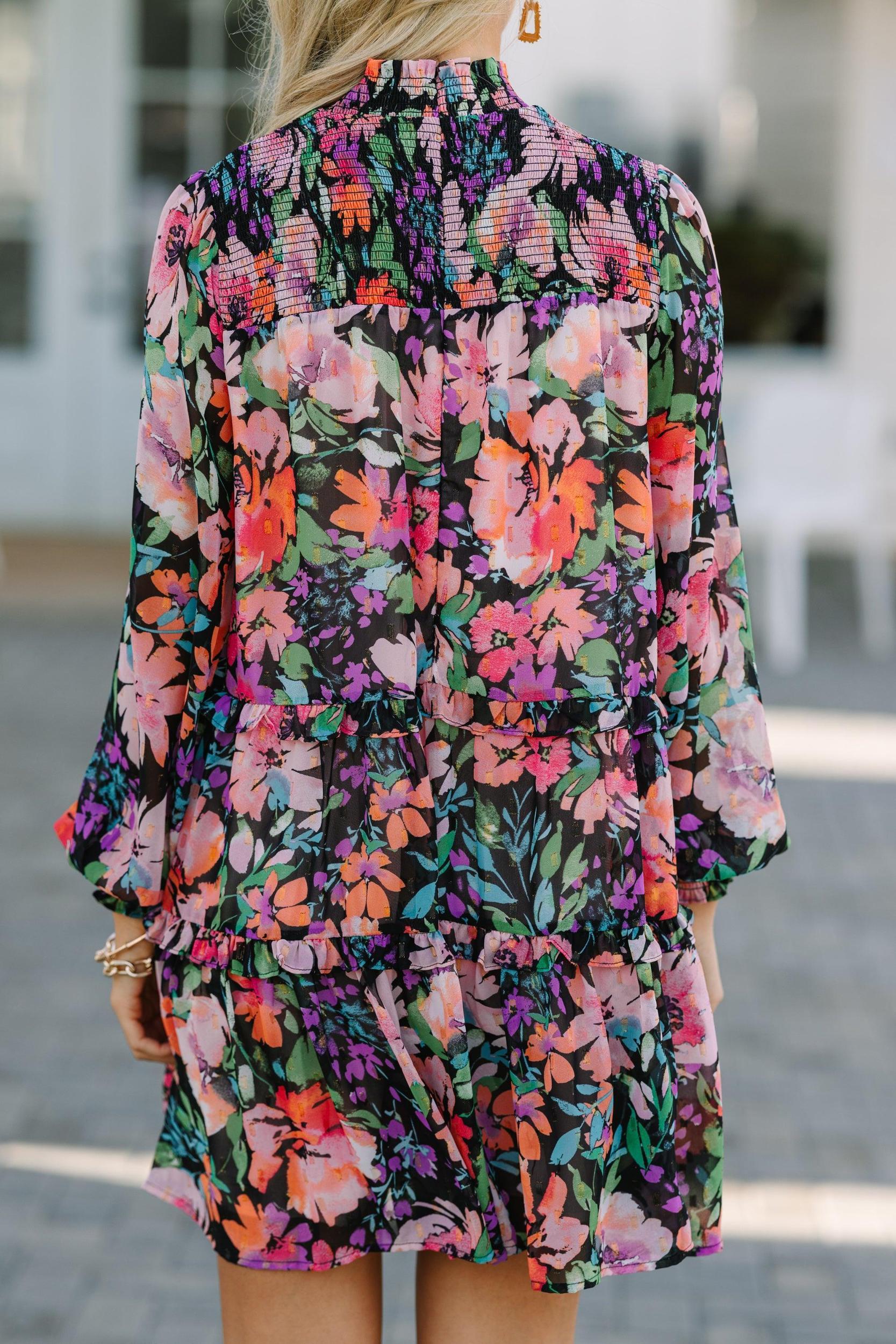 Fate: For Your Love Black Floral Dress Female Product Image