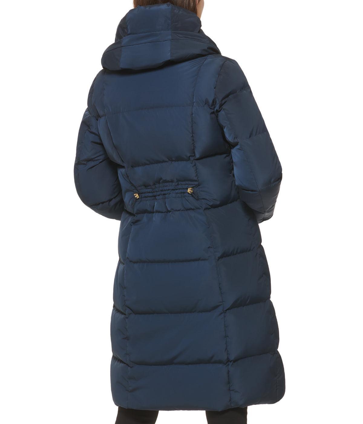 Asymmetrical Pillow Collar Down Coat Navy Product Image