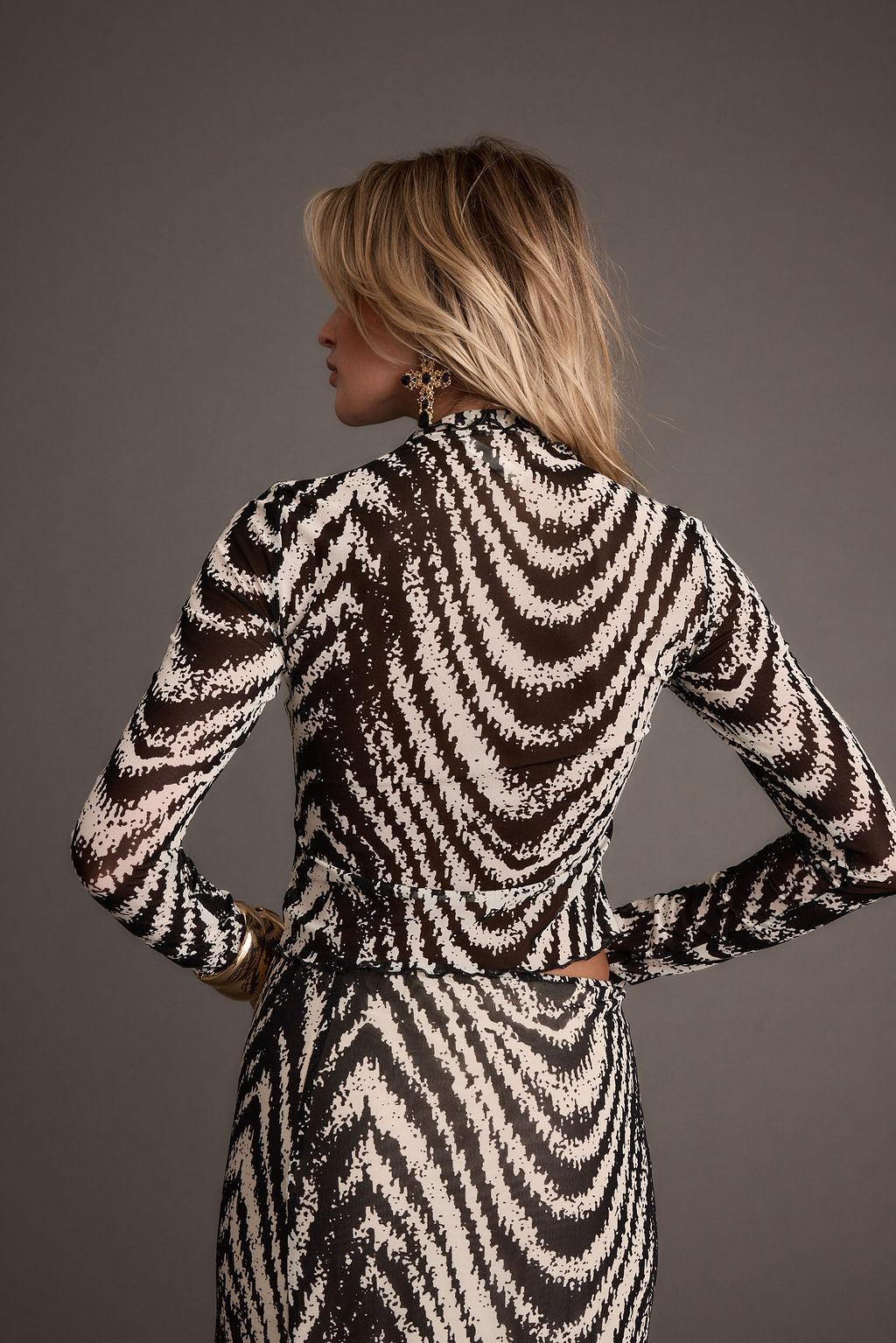 Taryn Zebra Mesh Long Sleeve Top Product Image