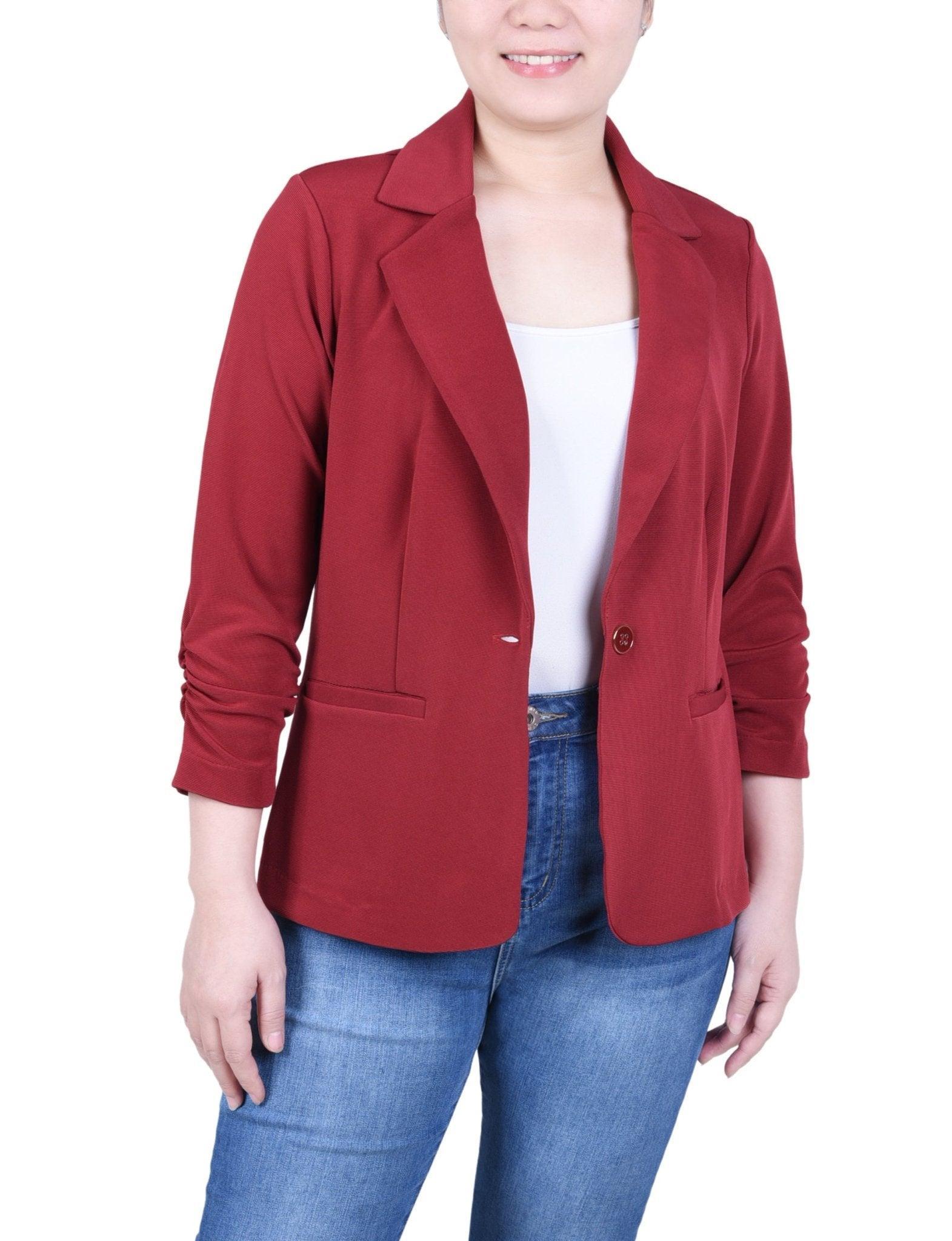 Black Long Sleeve Scuba Crepe Jacket Product Image