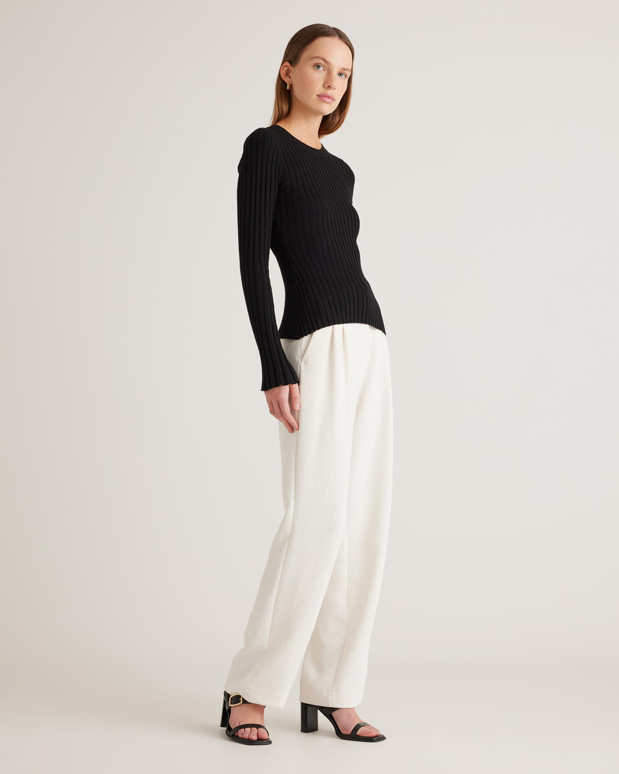 Quince | Women's Cotton Cashmere Ribbed Long Sleeve Sweater Size XL Product Image