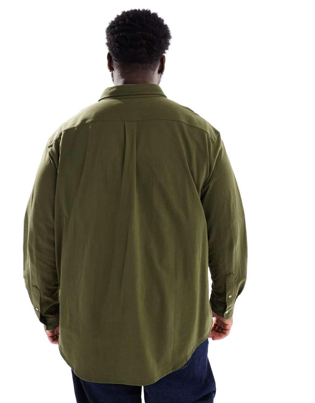 Polo Ralph Lauren Big & Tall icon logo pique shirt in dark green Product Image