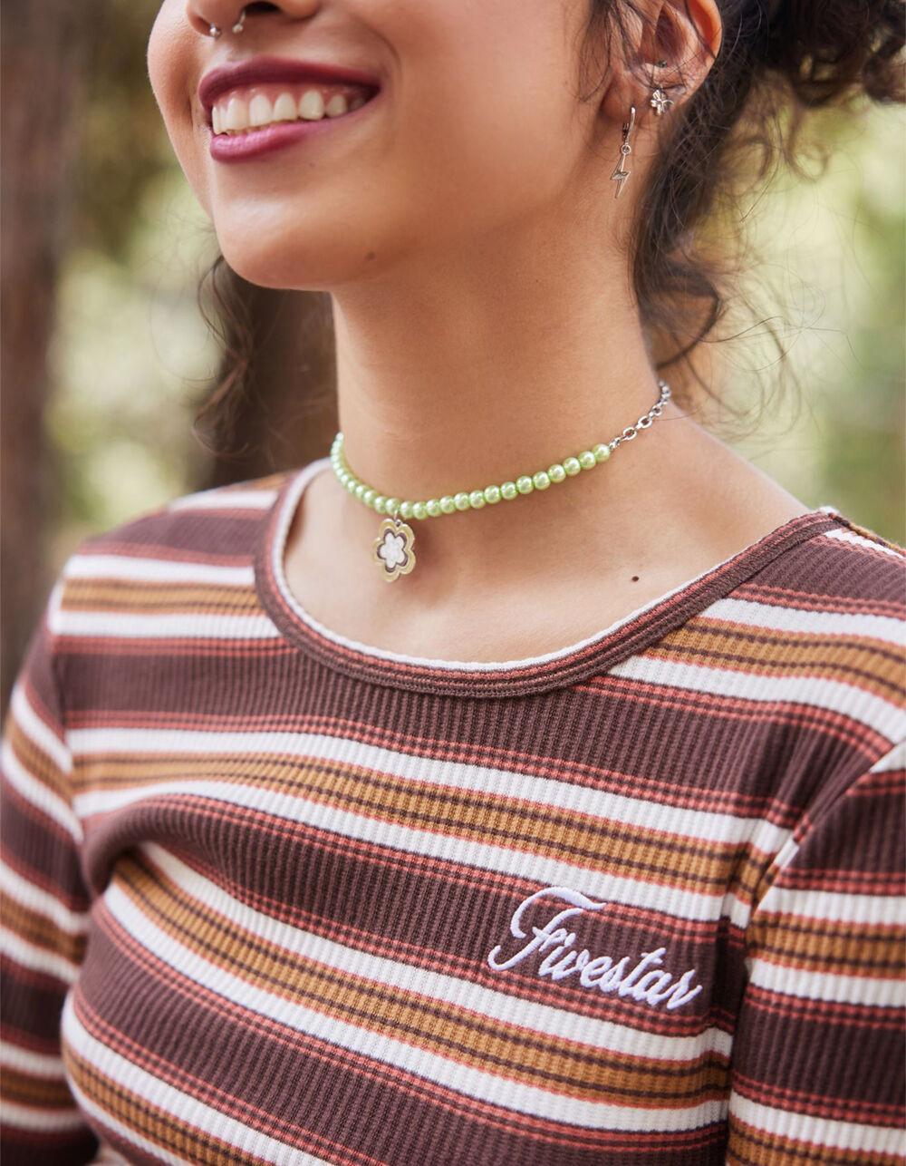 FULL TILT Metallic Pearl Flower Necklace Product Image