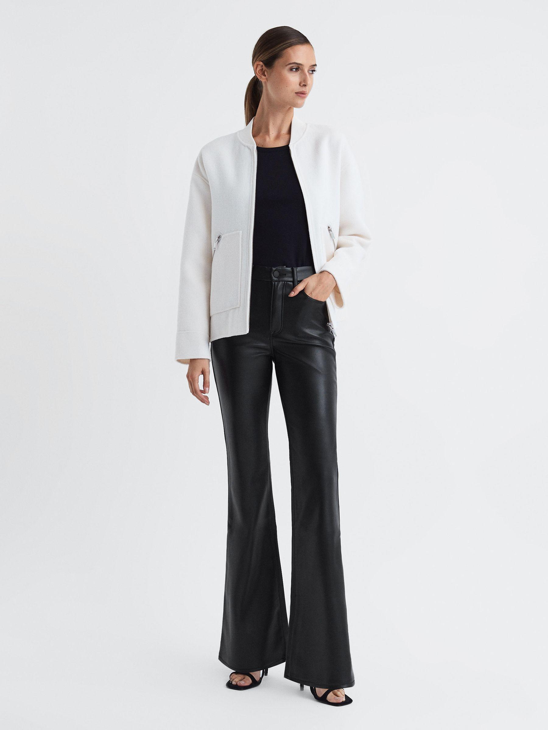 Good American Faux Leather Flared Trousers in Black Product Image