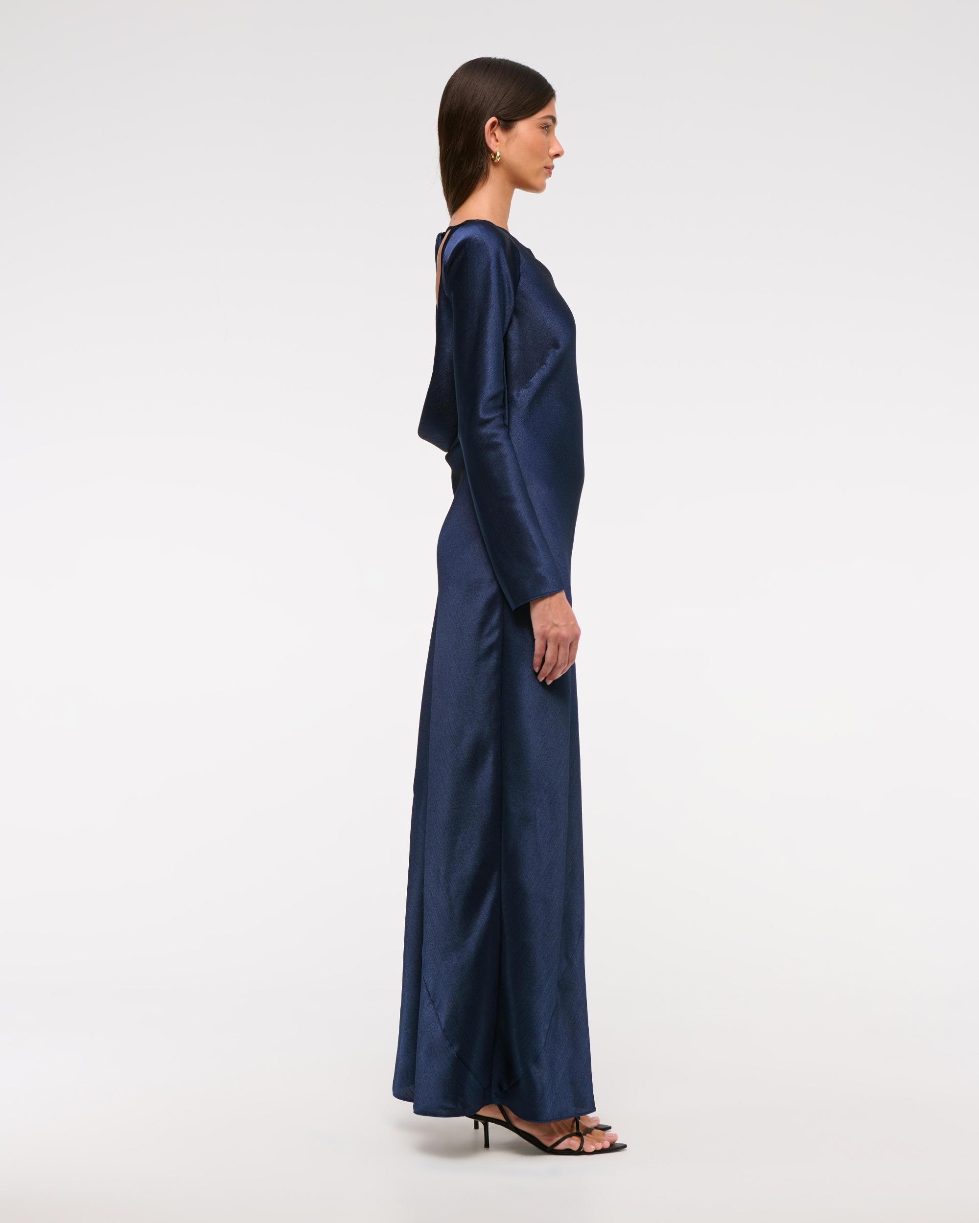 Long-Sleeve Cowl Back Maxi Dress Product Image
