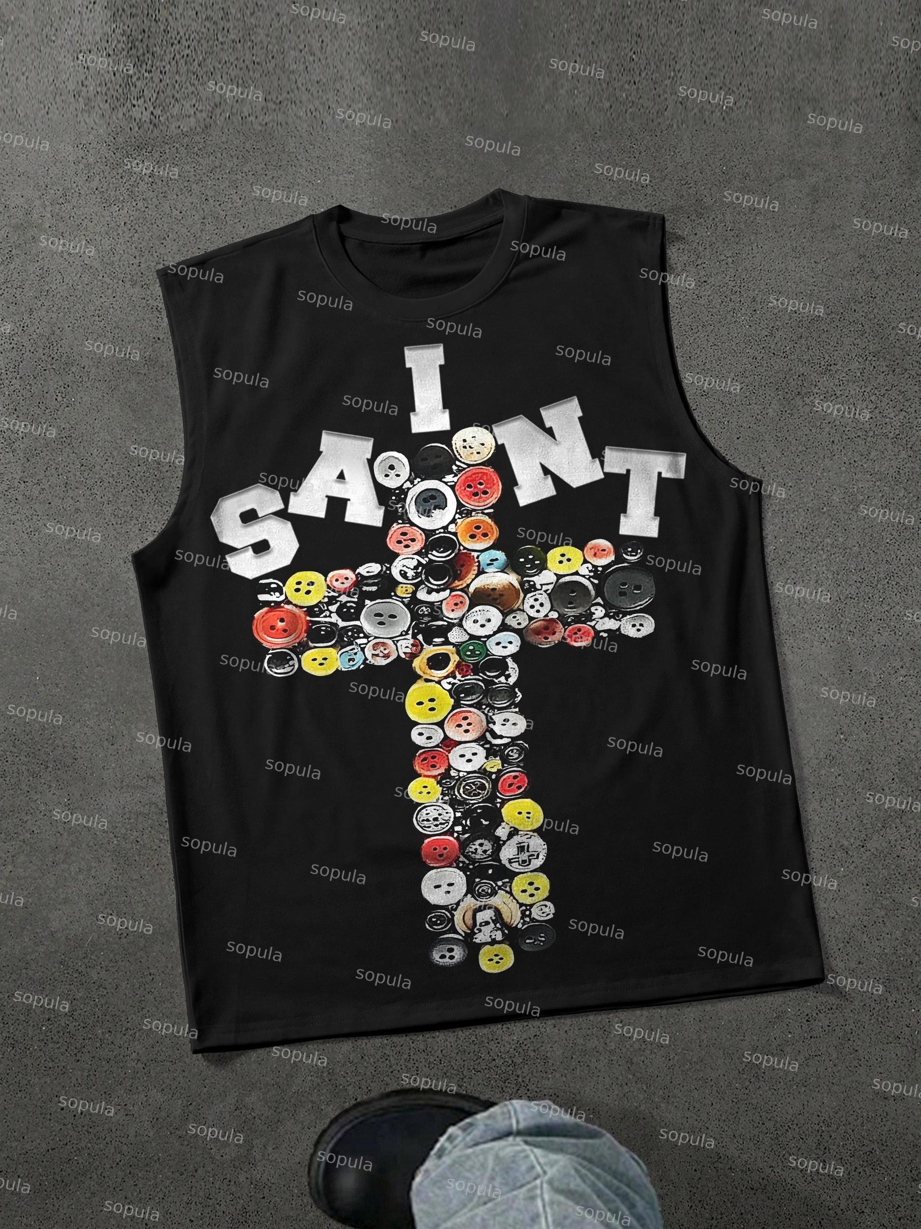 Vintage Saint Cross Art Graphic Tank Top Product Image