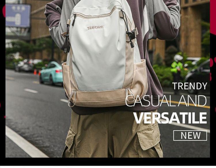 Buckle Mesh Panel Nylon Backpack Product Image
