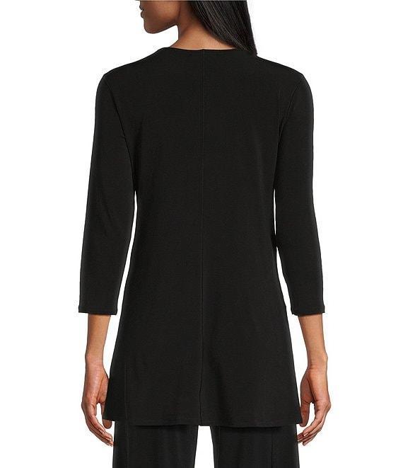 Eva Varro Five Beams Crew Keyhole Neck 3/4 Sleeve Knit Tunic Product Image