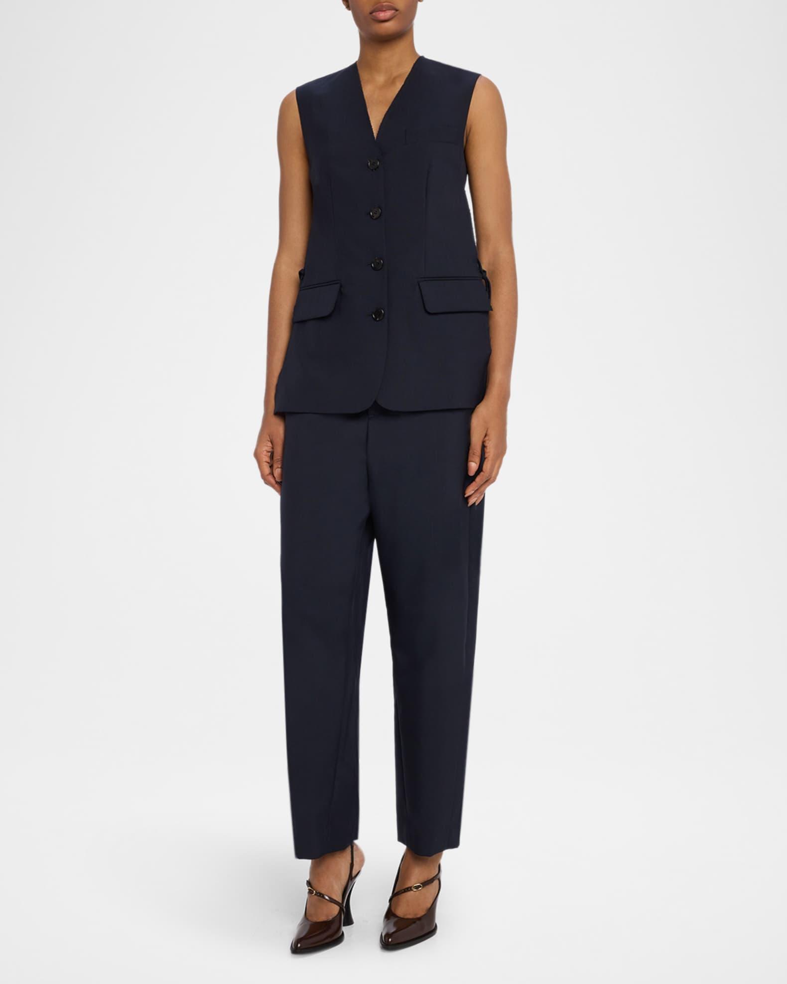 Elastic Waistband Straight-Leg Trousers Product Image