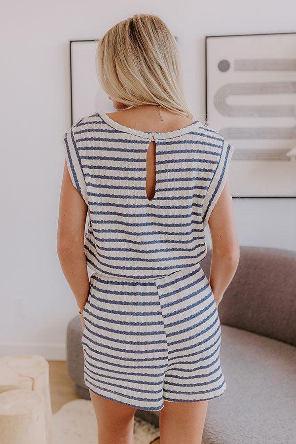 Dockside Cutie Stripe Romper in Slate Product Image