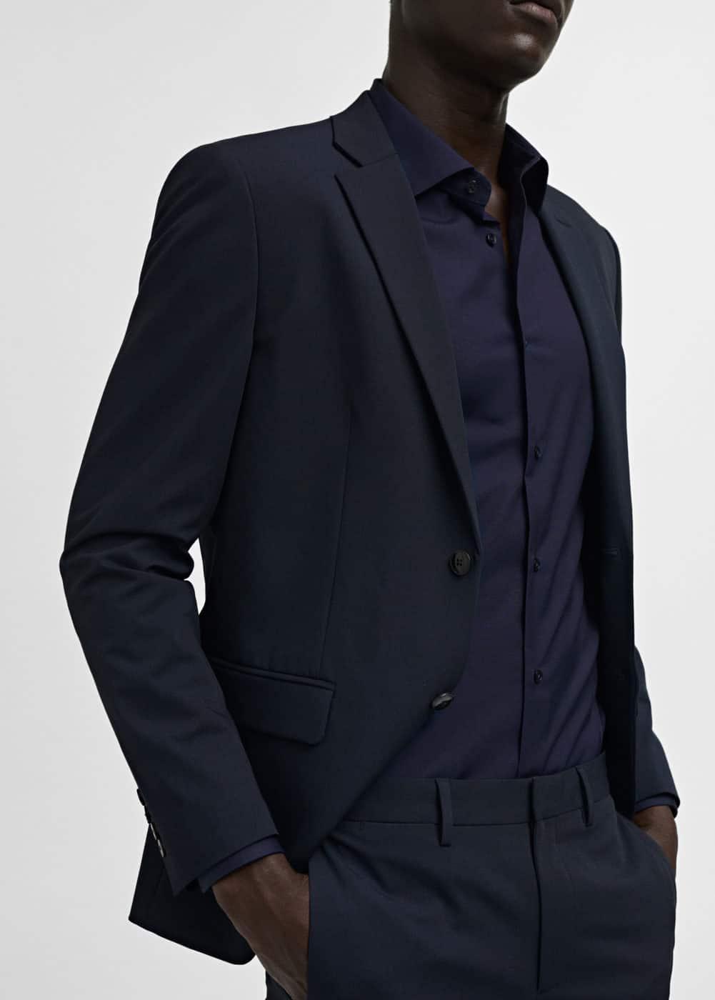 Slim-fit cotton poplin suit shirt - Men | MANGO USA Product Image