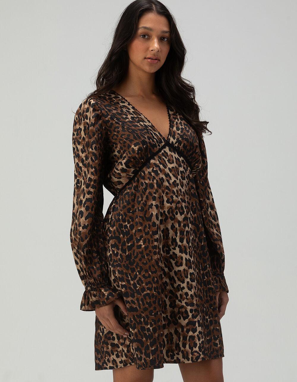 VERO MODA Wild Womens Leopard Long Sleeve Dress - LEOPARD Product Image
