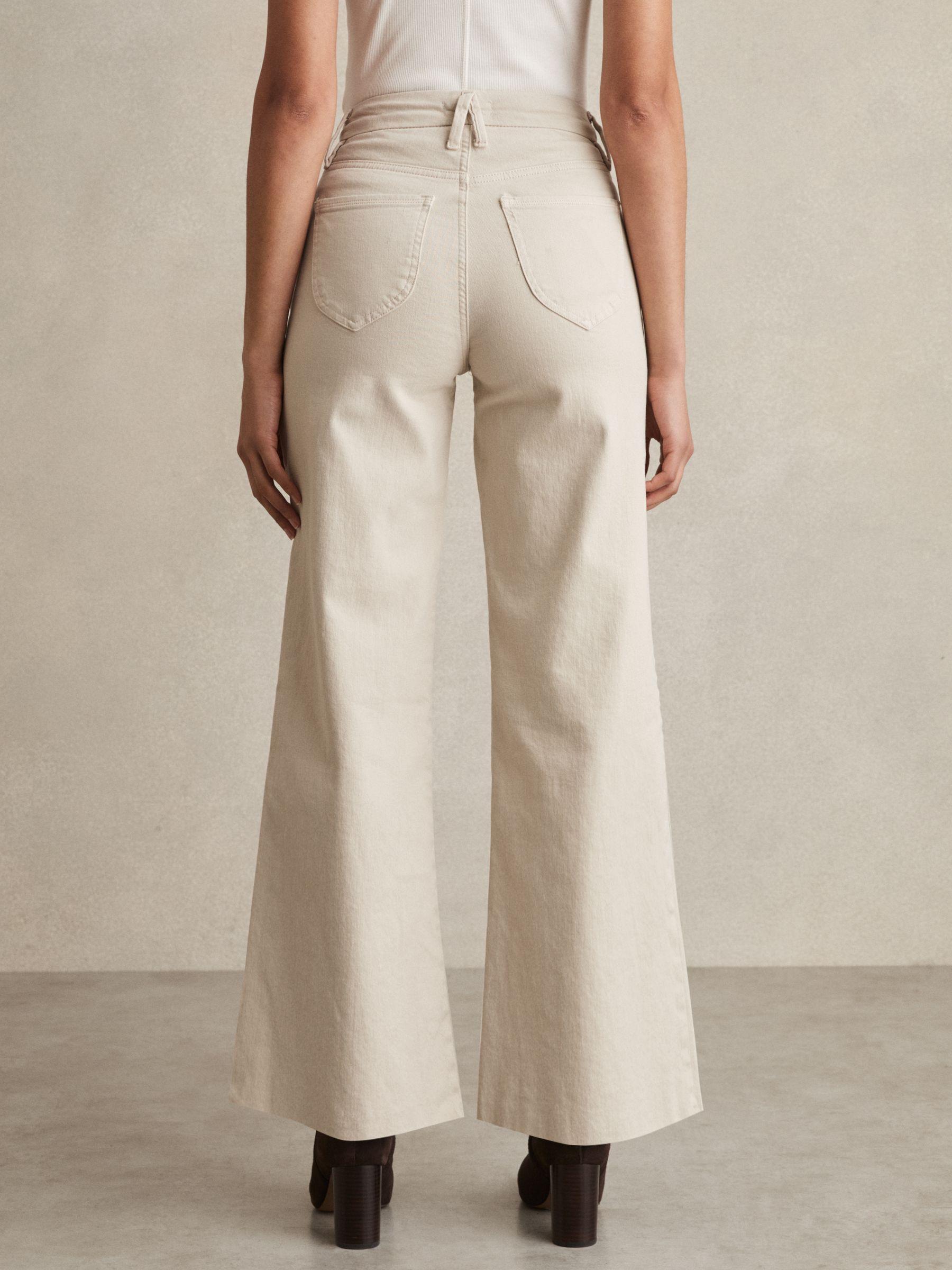 Good American Cropped Palazzo Jeans in Cream Product Image