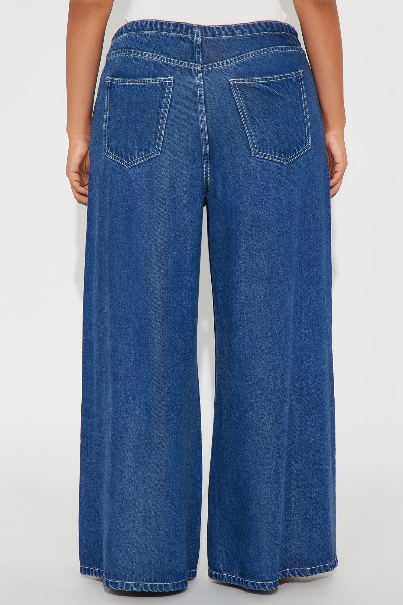 Lovely Day Drapey Wide Leg Jeans - Medium Wash Female Product Image