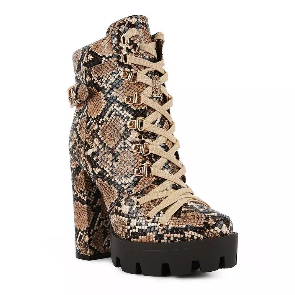 London Rag Spruce Women's Platform Ankle Boots, Size: 5, Snake Product Image