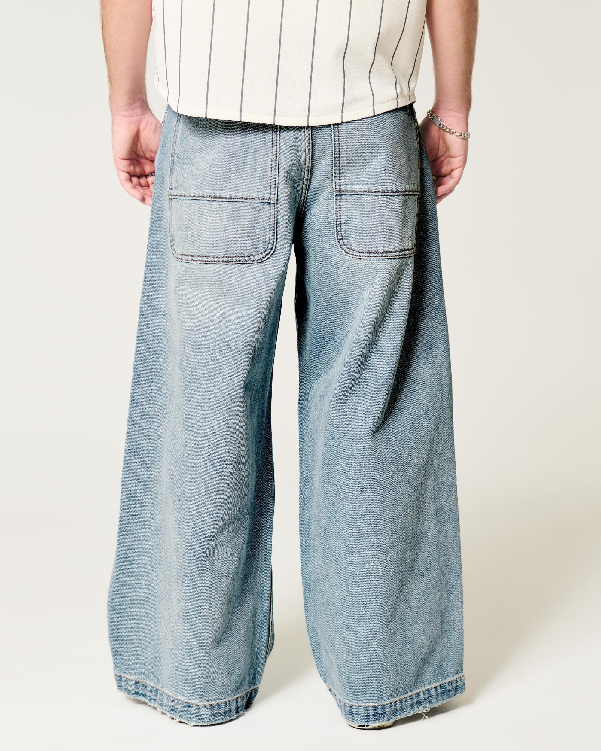 Ripped Light Wash Extreme Baggy Jeans Product Image