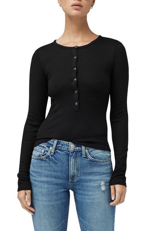 Womens Rib-Knit Henley Shirt Product Image