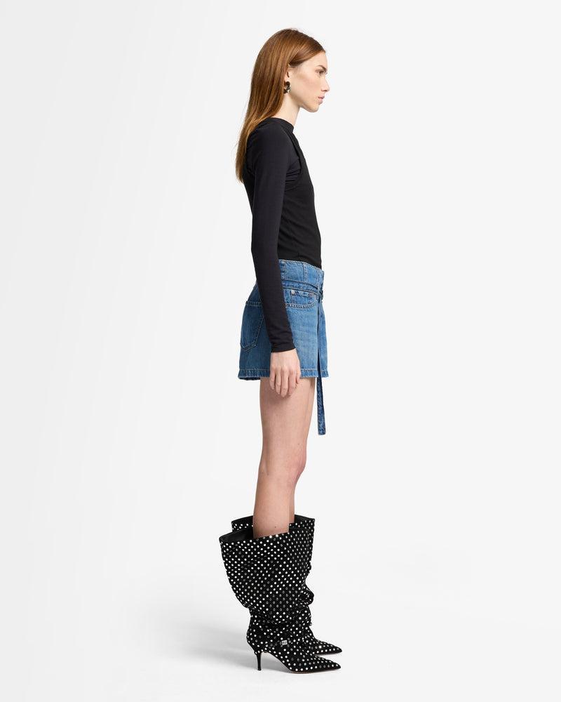 Indigo Linen Belted Short Product Image