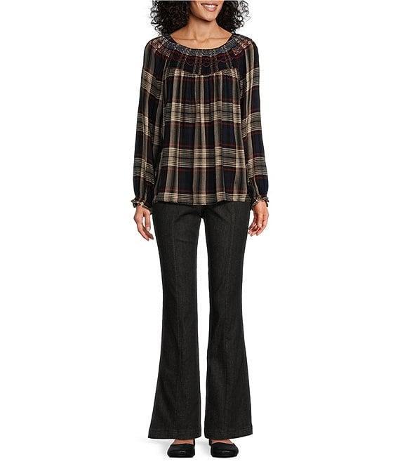 Intro Nia Slimming High Waist Seam Detail Pull-On Flare Leg Pants Product Image