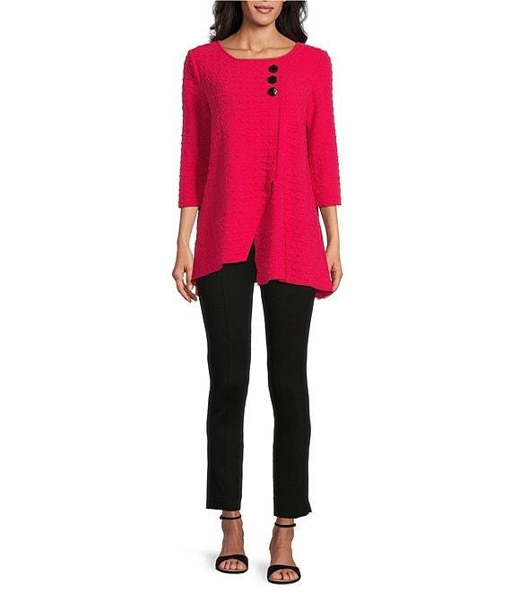 Slim Factor by Investments Crew Neckline Asymmetrical Hem Top Product Image