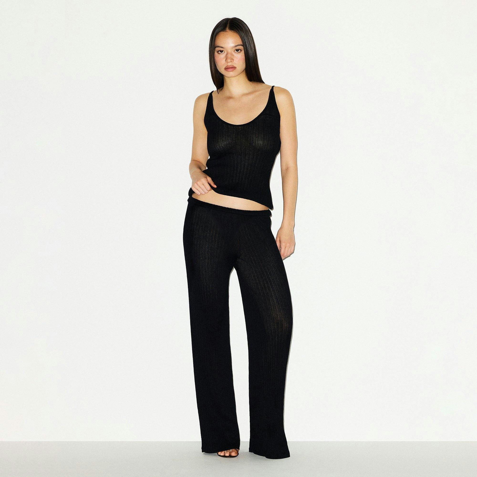 SHEER KNIT PLUNGE TANK | ONYX Product Image